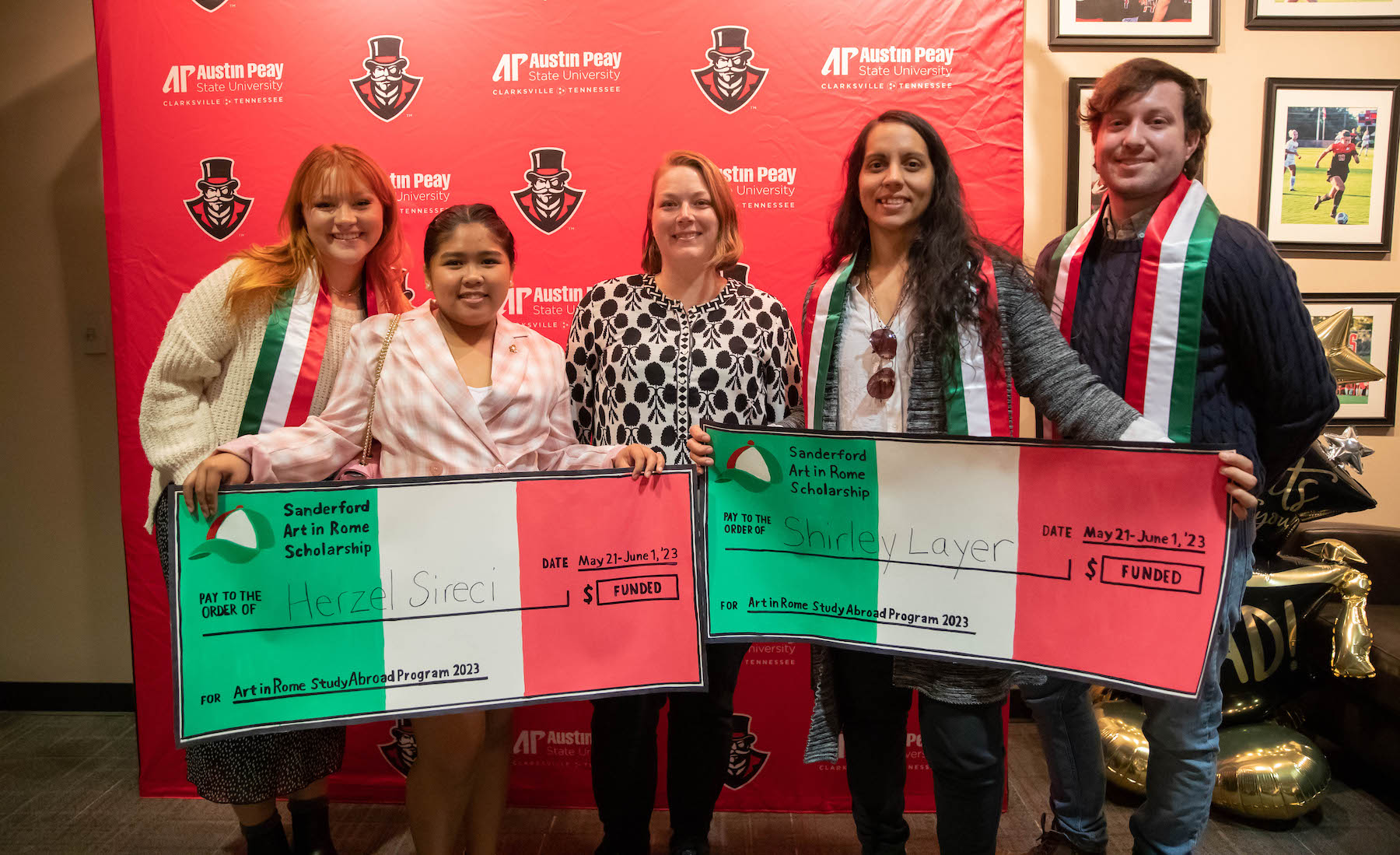 Herzel Sireci and Shirley Layer receive scholarships to study abroad in Rome.