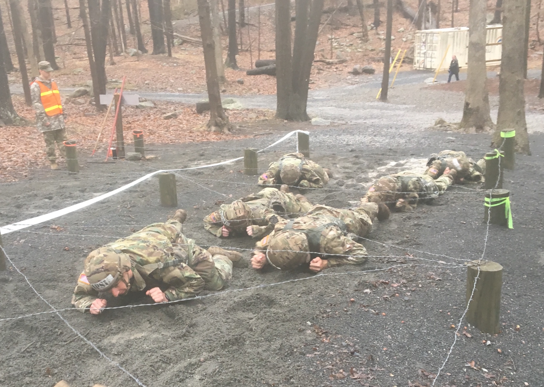 The Austin Peay Ranger Challenge cadets put their face in the mud during the Sandhurst competition April 13-14 at West Point, New York.