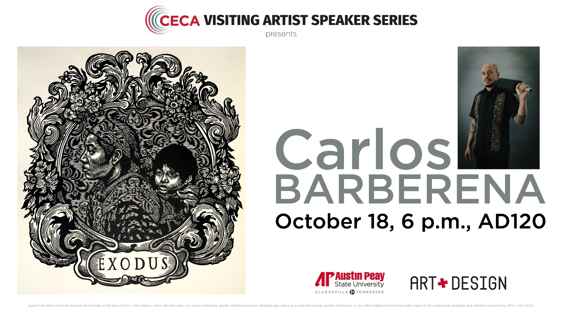 Art + Design welcomes celebrated printmaker Carlos Barberena to kick off CECA Visiting Artist Speaker Series