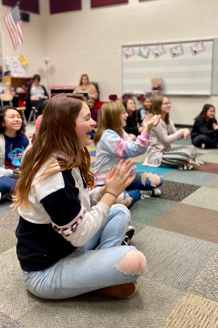 West Creek Middle students warm up for the dance.