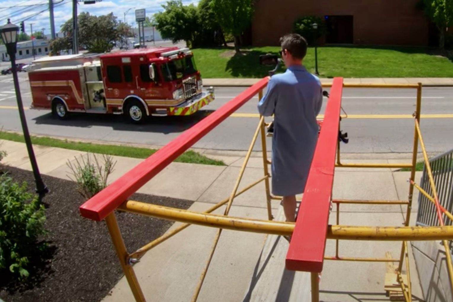 A fire truck then blared its horn and flashed into the screen, demonstrating the Doppler effect – an increase and decrease of sound waves as the source approaches then leaves an observer – to viewers.