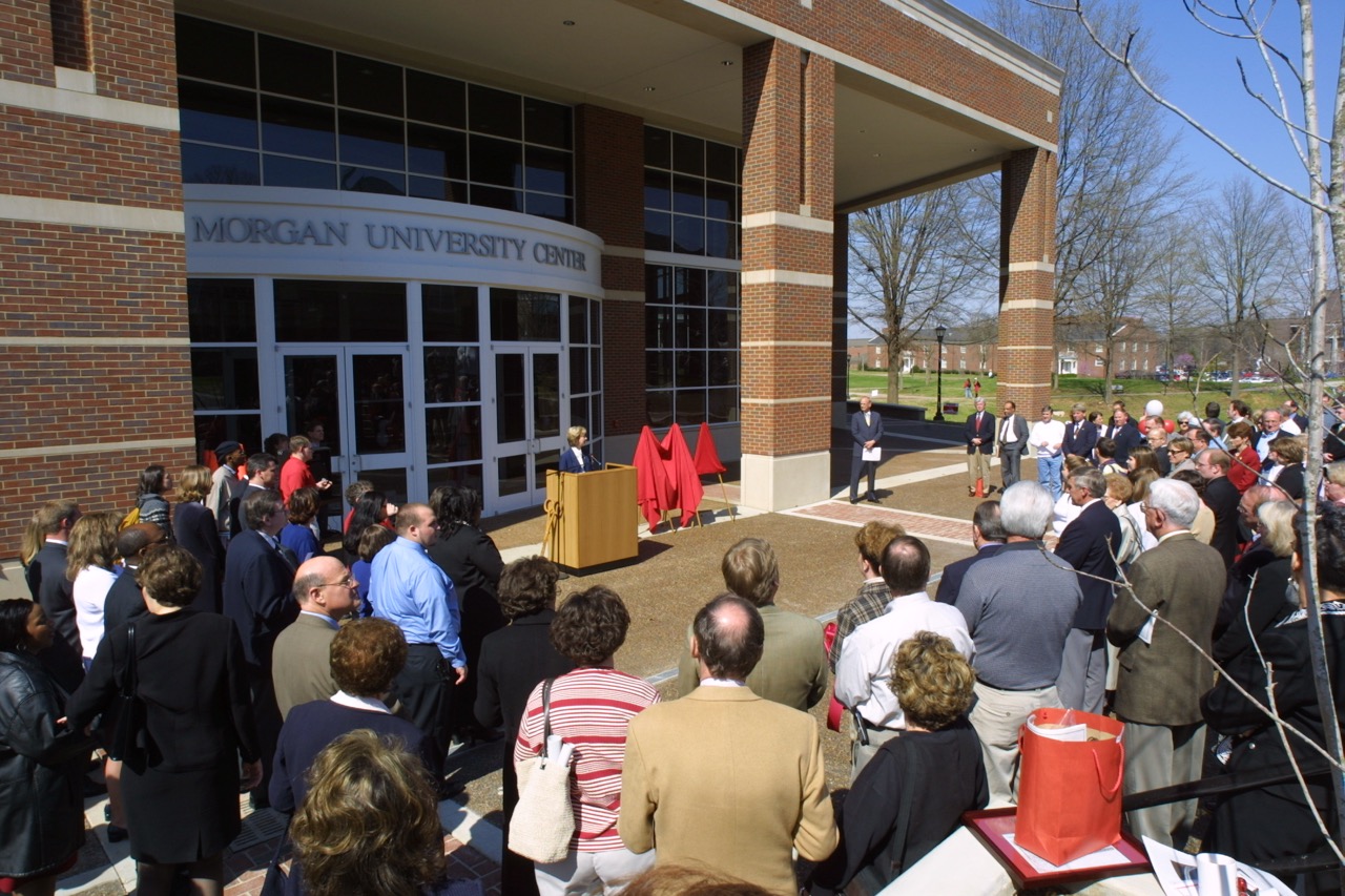 Dr. Sherry Hoppe speaks at the Morgan University Center ribbon-cutting.