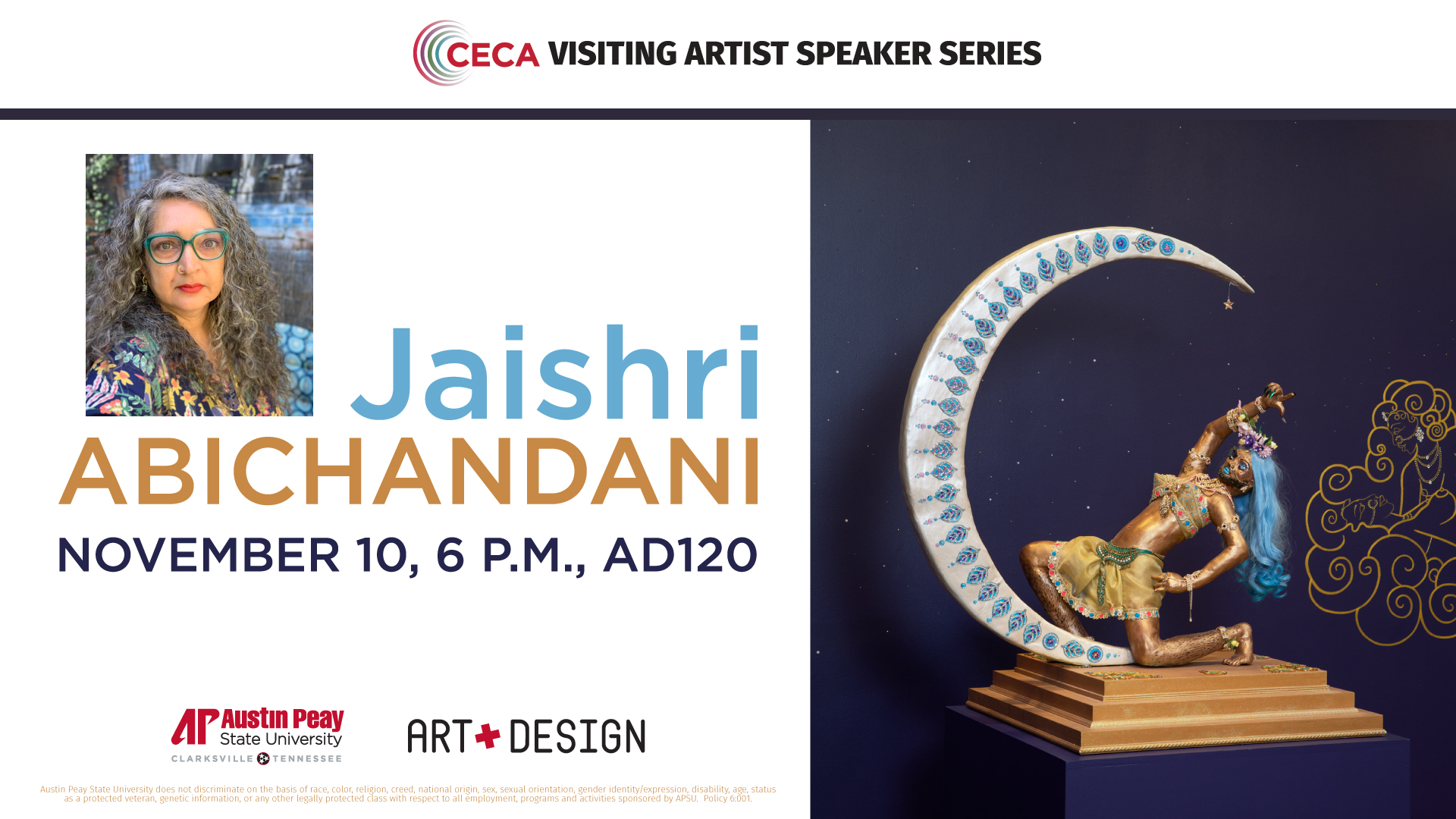 Art + Design welcomes internationally recognized artist Jaishri Abichandani to continue CECA Visiting Artist Speaker Series