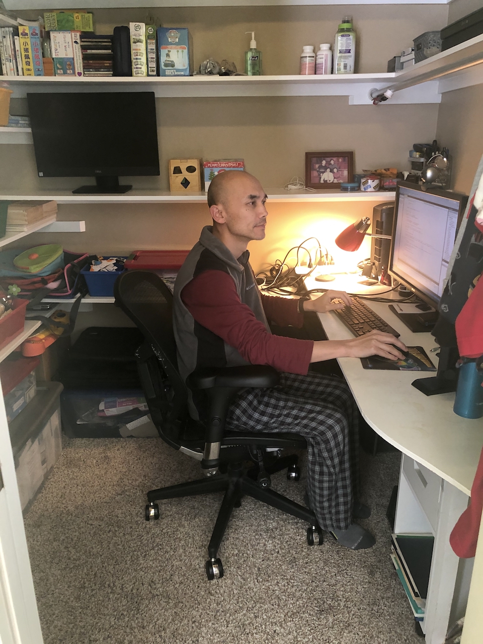 When Austin Peay State University moved spring classes online in response to the coronavirus crisis, Dr. Jiang Li not only had to move three classes online, he had to move his office into a closet at his house.