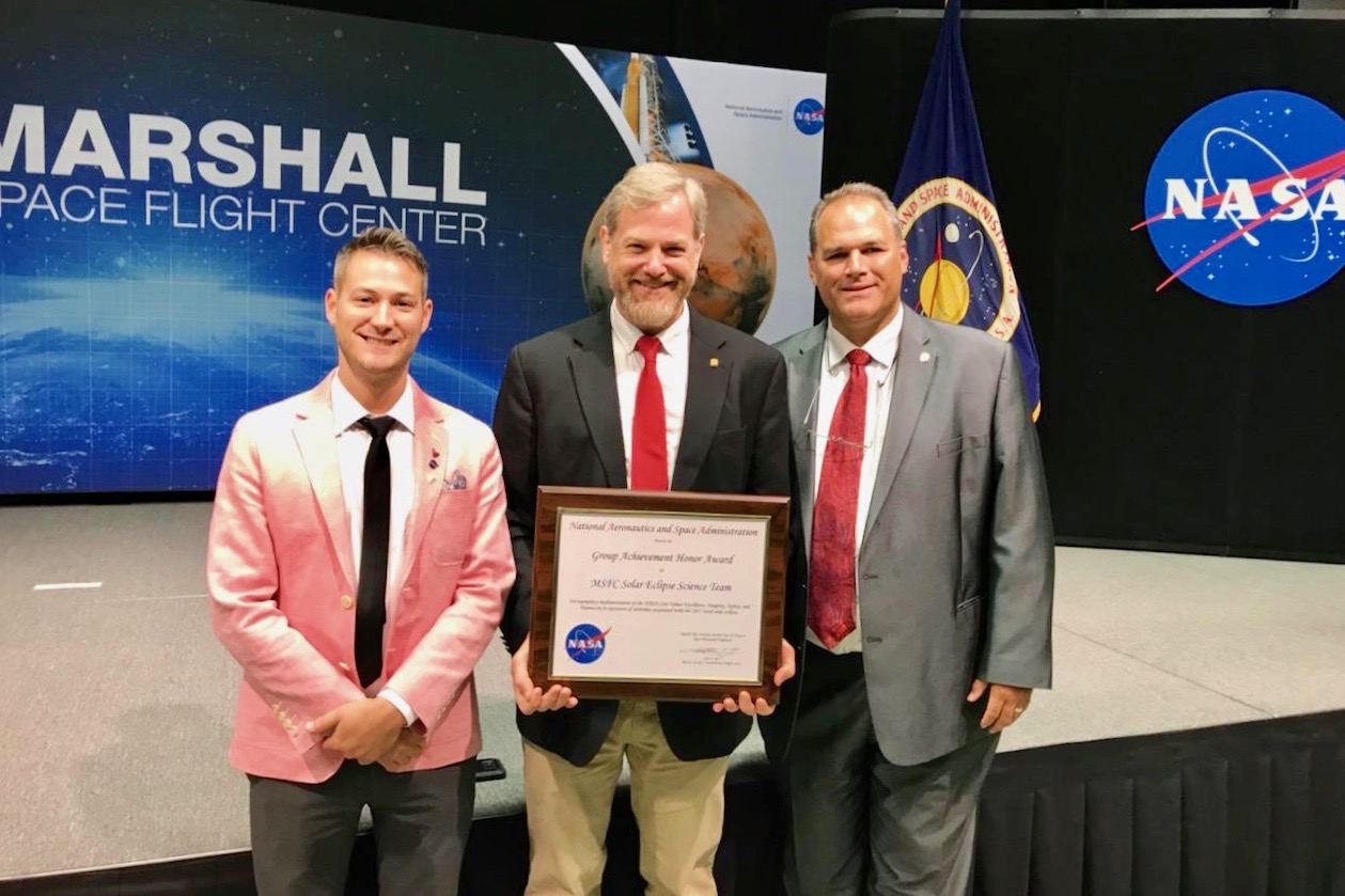 NASA recently honored Austin Peay State University with its Marshall Space Flight Center Group Achievement Award for the University’s help during the 2017 Great American Eclipse. 