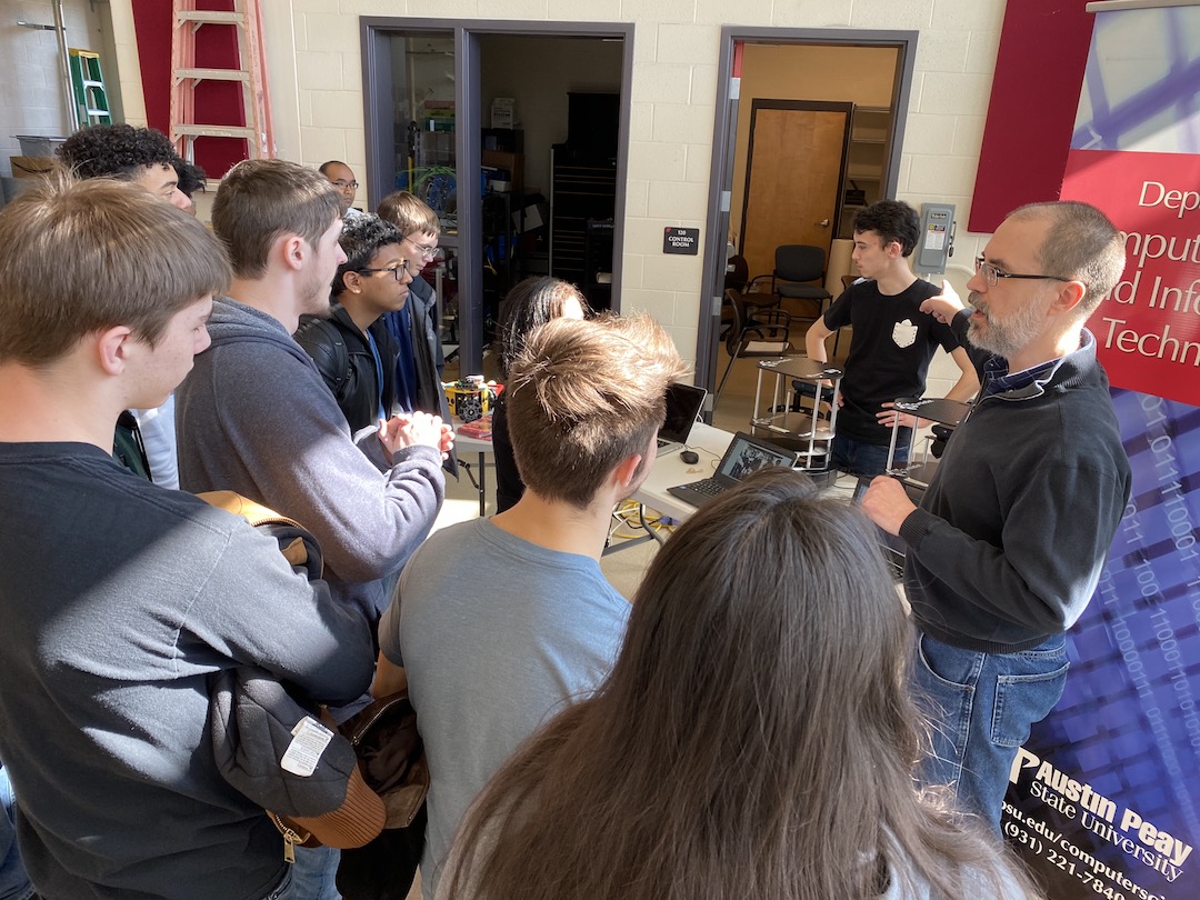 Twenty-five students from Northeast High School’s Computer Information Technology Academy (CITA) recently visited with Austin Peay State University students and professors to learn more about how robotics is integrated in various fields.