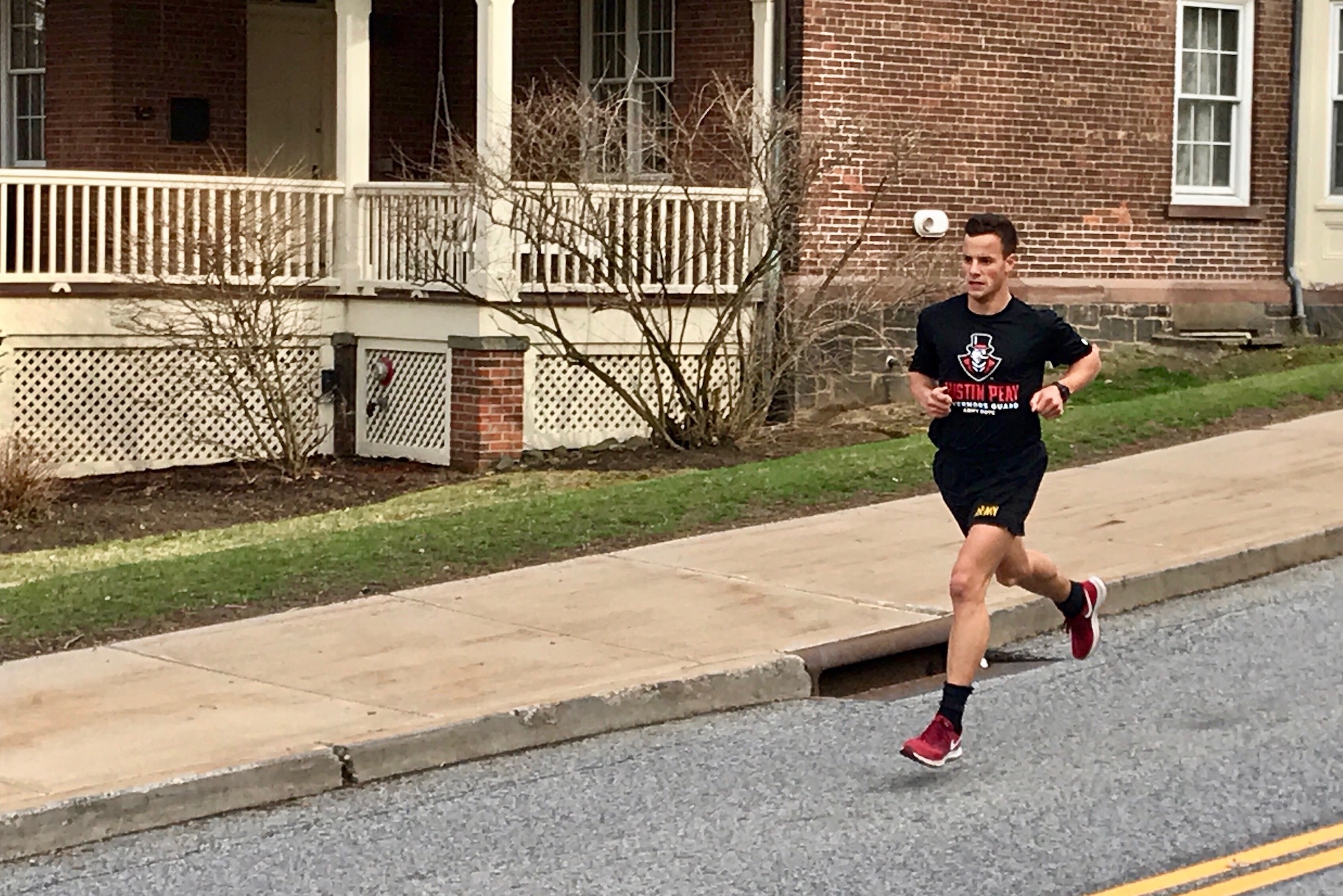 APSU cadet Thomas Porter runs during the relay at West Point, New York.