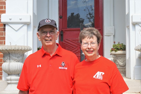 Henry and Monika Bowman stand before the APSU EMerald Hill Mansion.