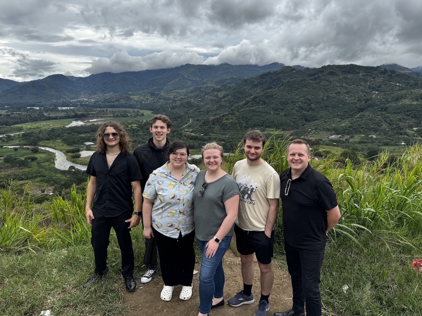 APSU’s Aurum Sonor Brass Quintet and Dr. Rob Waugh, professor of trumpet, enjoy the landscapes and views while traveling in Costa Rica. | Contributed photo