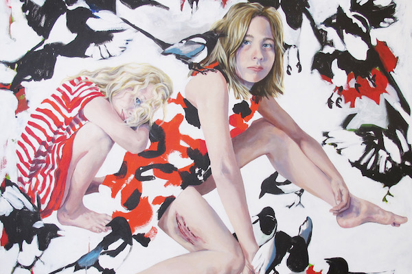 Artwork by Cummings featuring two young girls.