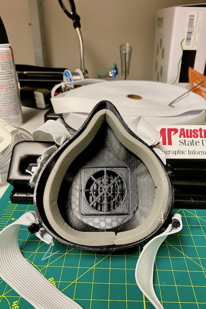 The center’s staff and its students have developed and are testing prototypes of 3D-printed respirator face masks for frontline medical personnel. 