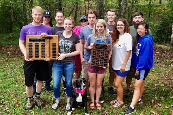 Members of Austin Peay's GeoClub stand with the awards they won.