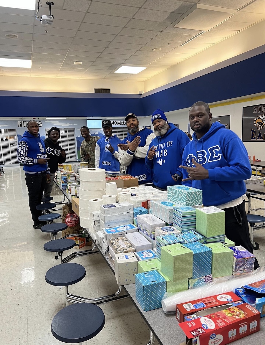 Phi Beta Sigma conducts a supply drive.