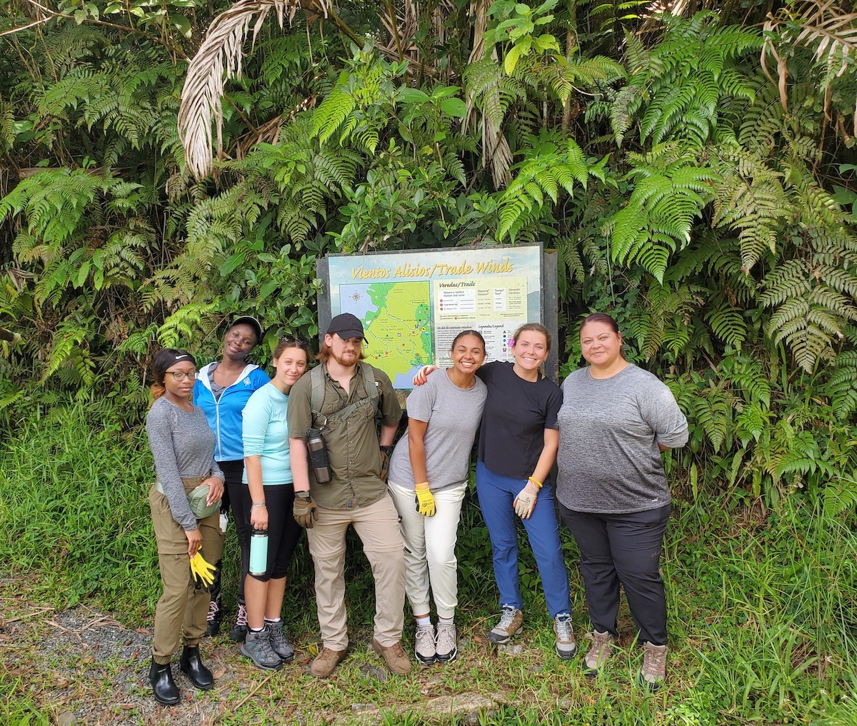APSU students, graduate students and staff members in Puerto Rico's El Yunque National Forest.