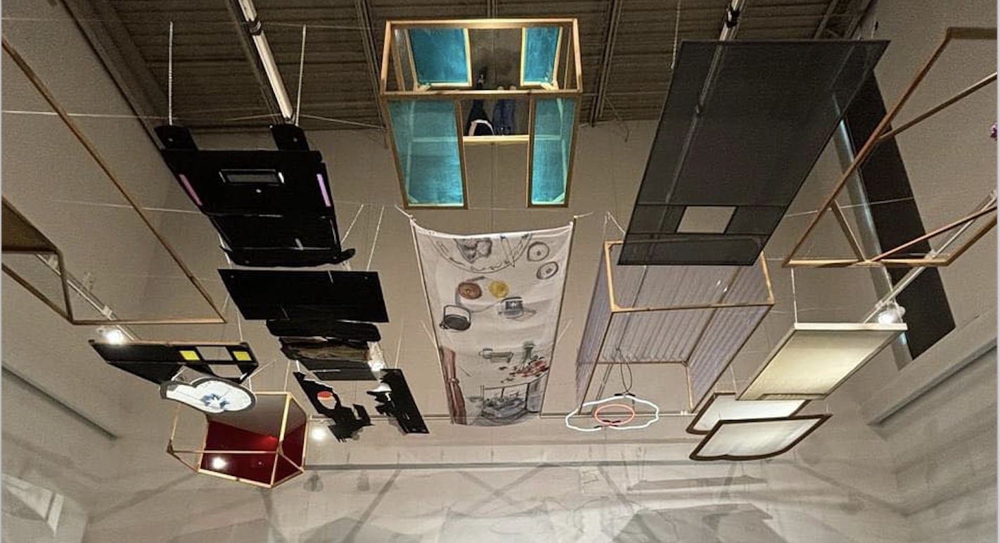 Atlanta-based artist In Kyoung Chun’s “Shared Room” exhibit features sculptures that resemble sections of a house, inviting viewers to look up and discover them.