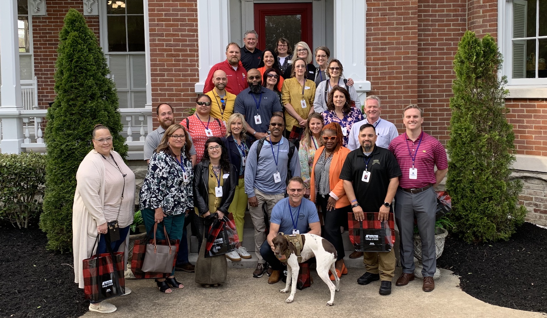 Leadership Clarksville's Class of 2023 pose for a group photo at Archwood while visiting Austin Peay State University. 