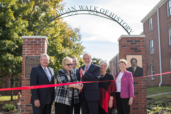 John Morgan and APSU President Alisa White cut the ribbon for the new Walk of History.
