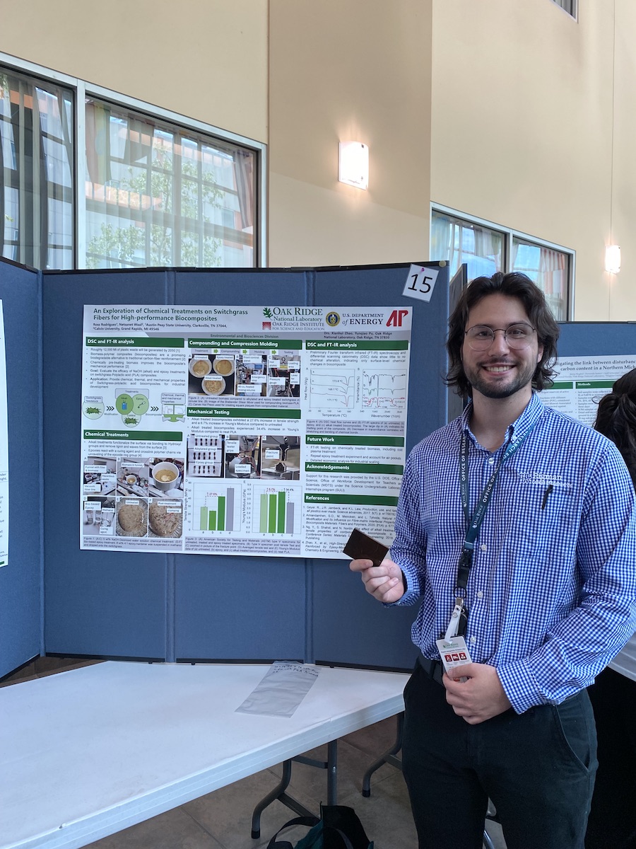 Ross Rodriguez, an engineering physics major at Austin Peay State University, presents research on biodegradable composite development that he conducted at Oak Ridge National Laboratory. | Contributed photo 