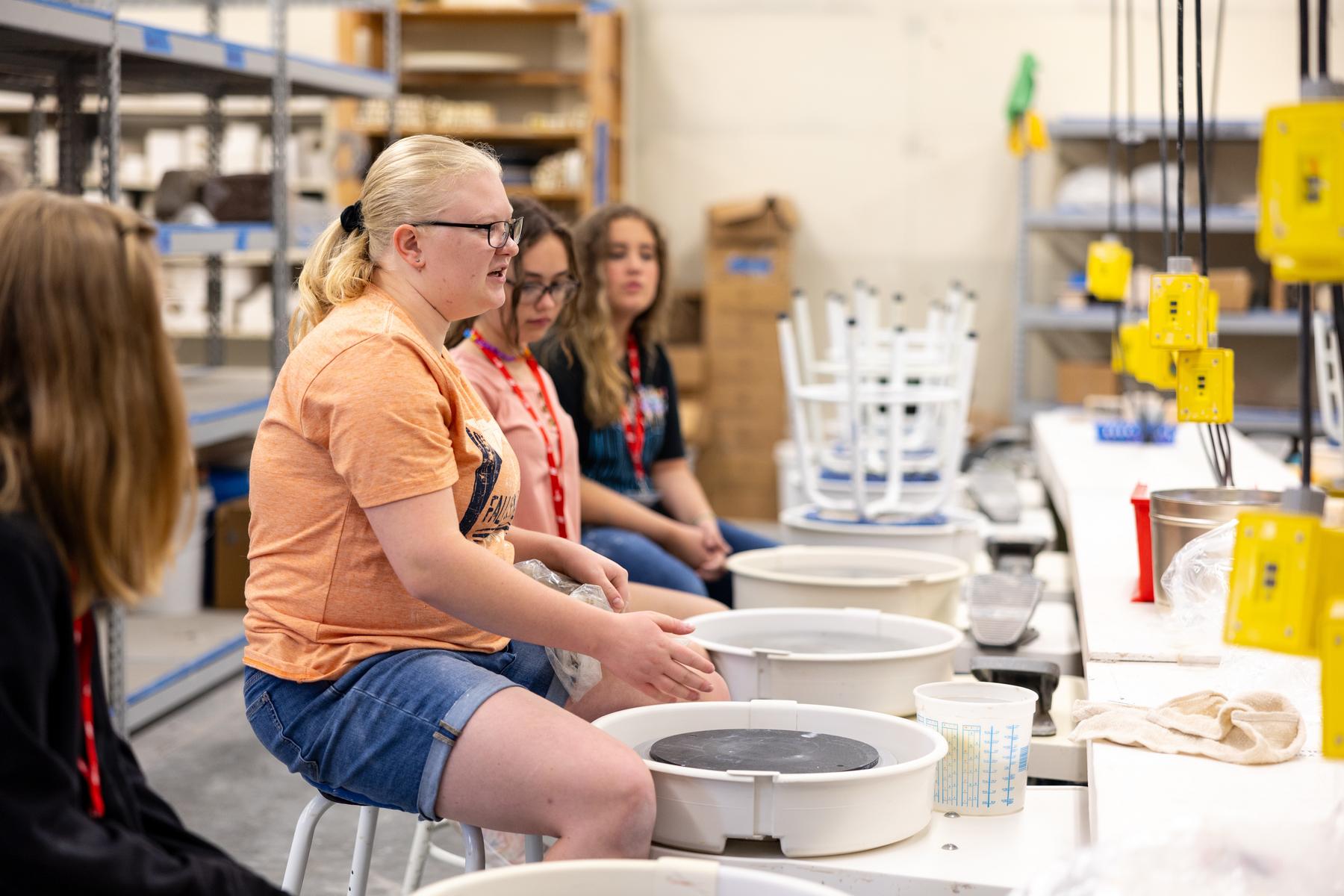 Students work on ceramics projects during this year's CSA Summer Arts Camp.