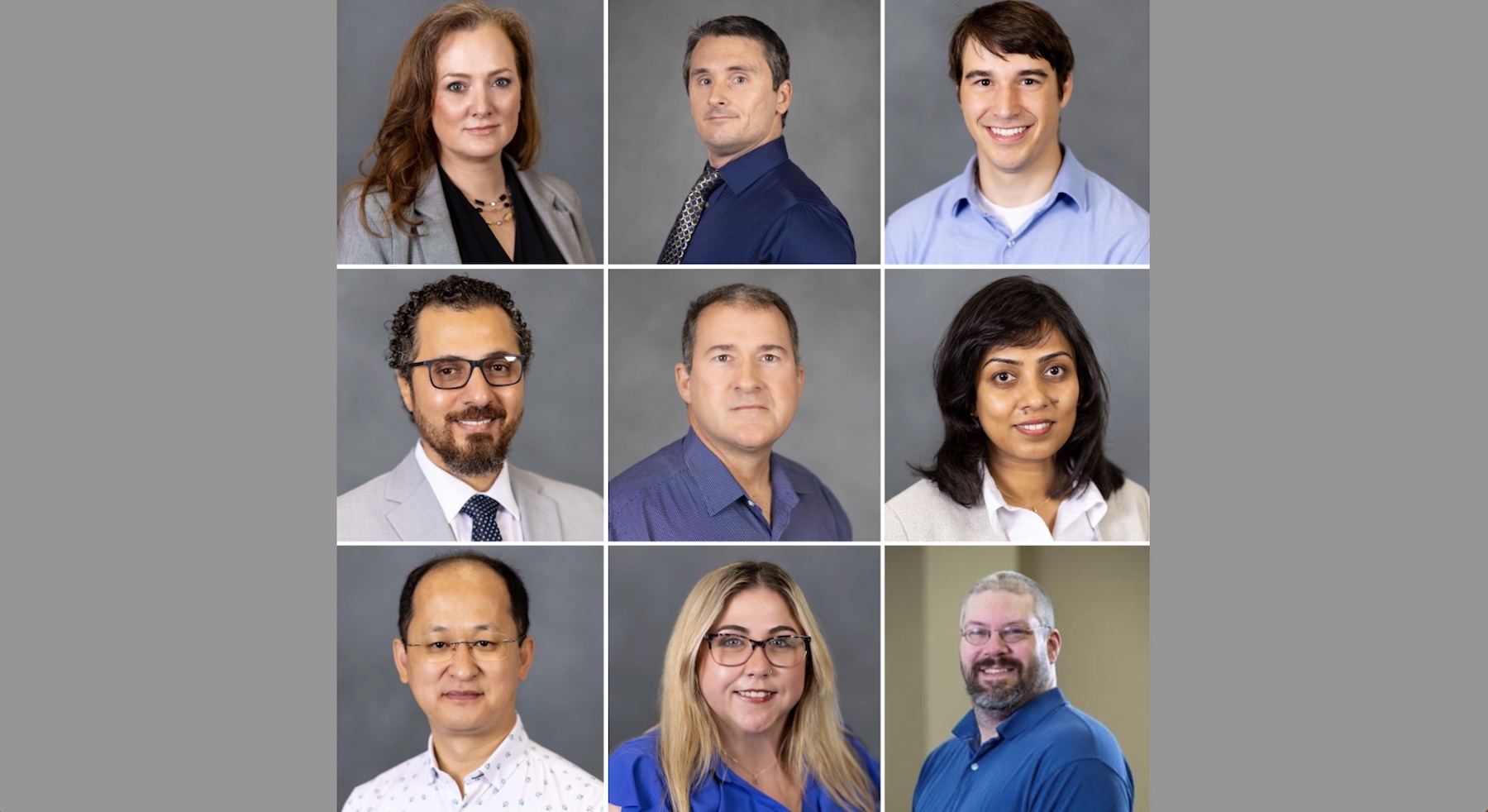 The APSU College of STEM’s newest faculty members, clockwise from top left: Bridget Cloud, Dr. Cody Covington, Dr. Jamie Botsch, Dr. Majdi Lusta, Matt Ellis, Dr. Niranga Wickramarathne, Dr. Renhou Wang, Samantha Robinson, and Derek Vander Molen. Not pictured: Dr. John Johansen. 