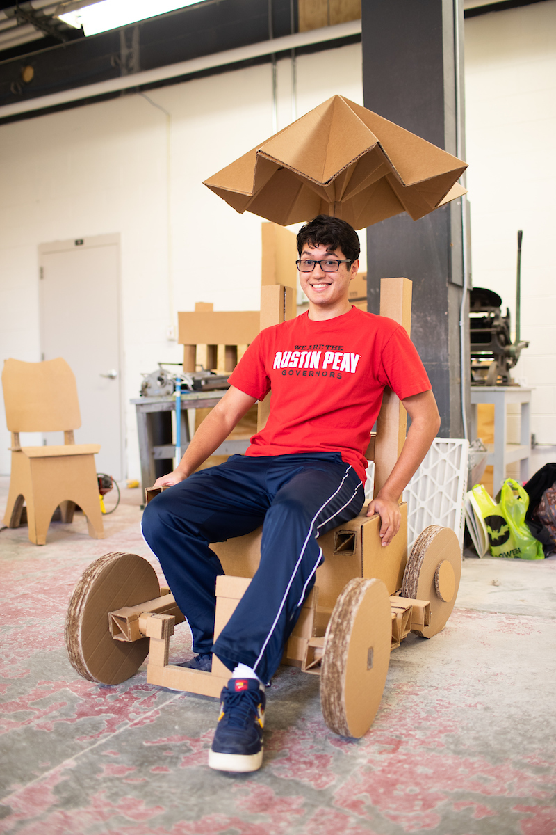 Austin Peay art student Jeremy Vega created this fully functioning and mobile chair for an assignment in Foundations Studio II.