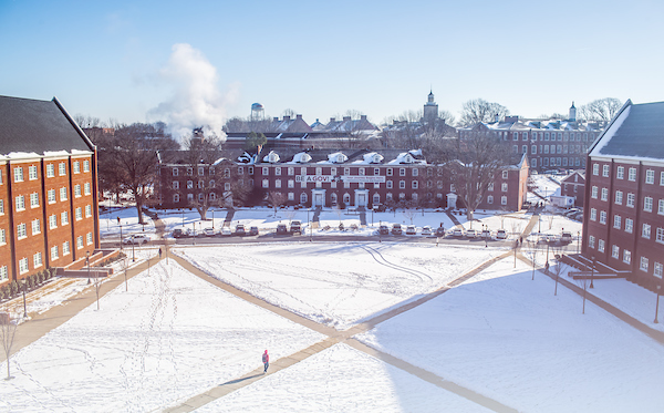 A snowy APSU campus.