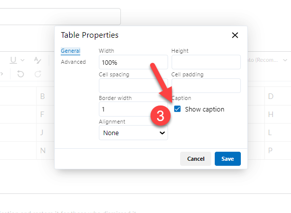 Make sure the caption box is selected.