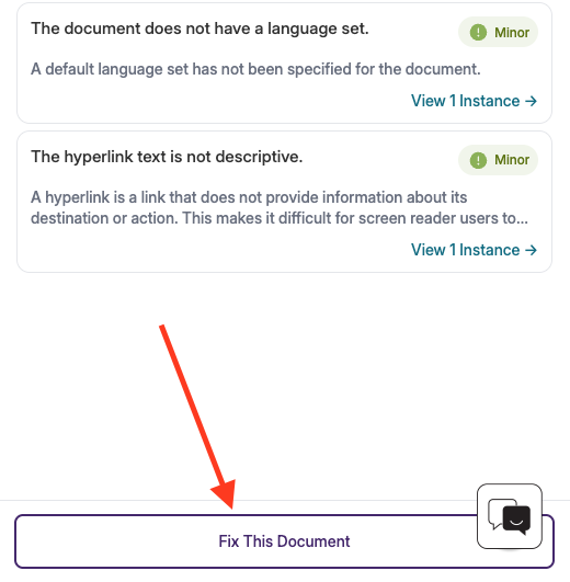 Fix document button in Panorama accessibility report Fix document button in Panorama accessibility report