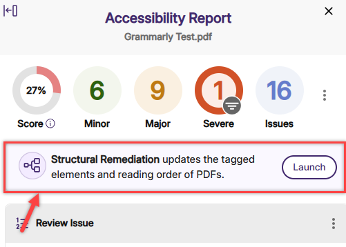 PanoramaStructural Remeditation bar on Accessibility Report