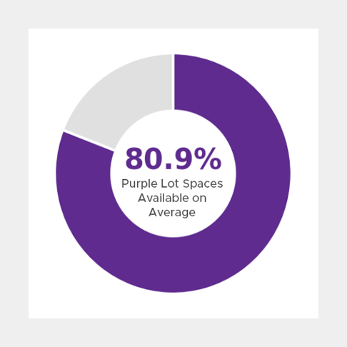 Pie Chart showing 80.9% of Purple Parking Spaces Availble on Average