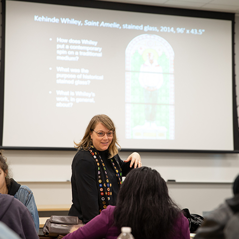 Professor Smithers teaches art history class