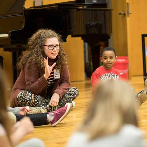 Music Education students work with homeschool children