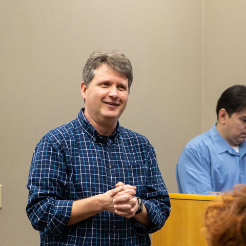 Professor teaching a class