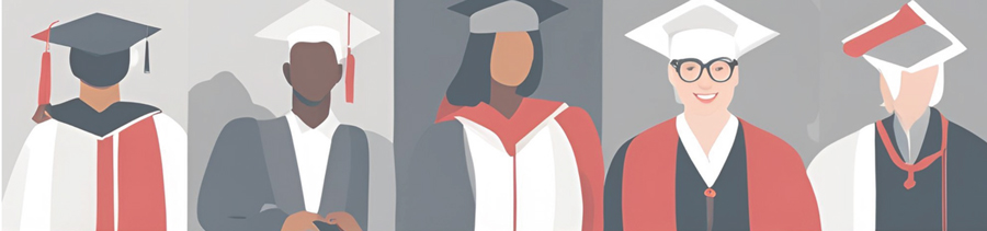 illustration banner depiciting different graduates