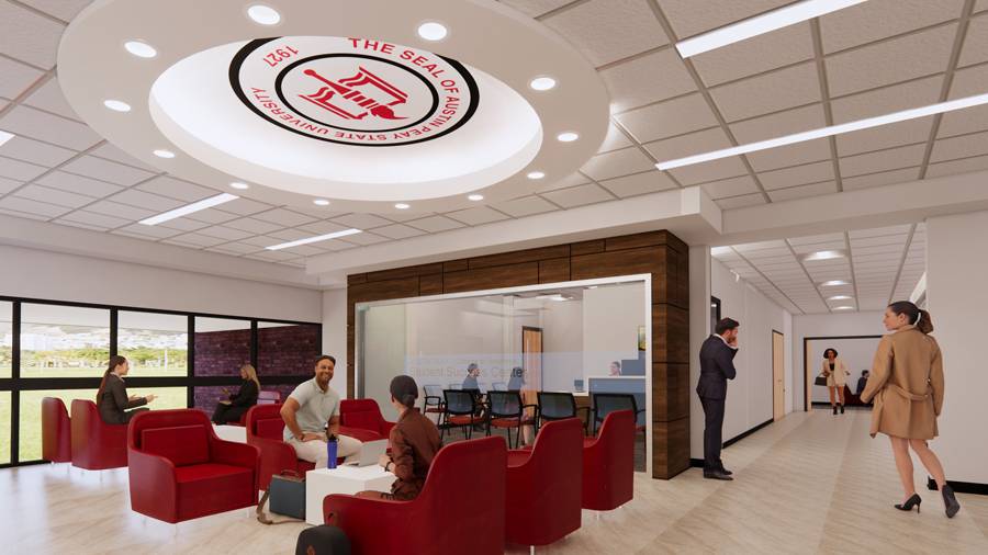 Rendering of the Kimbrough Student Lounge
