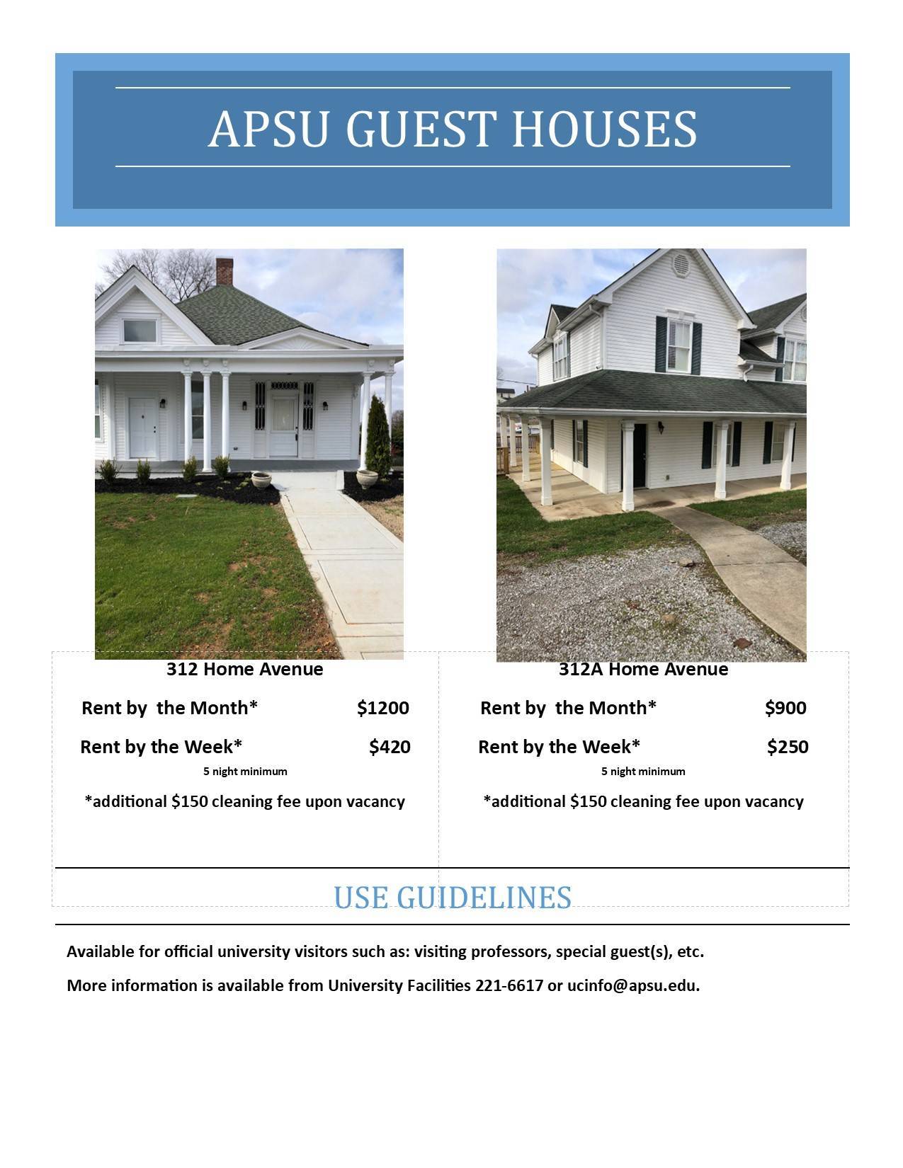 Picture of Austin Peays two guest houses with pricing information